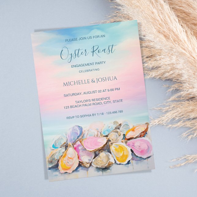 modern summer oyster roast pastel coastal style invitation (Creator Uploaded)