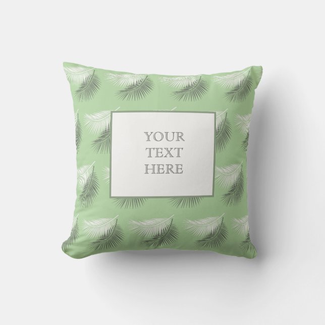 modern summer palm tree leaf background throw cushion (Front)