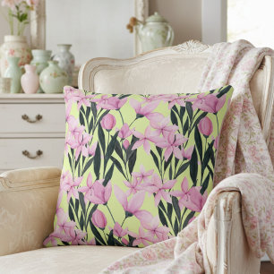 Modern Summer Pink Floral Pattern Cushion