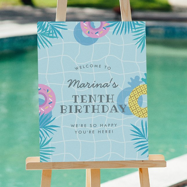 Modern Summer Pool Party Birthday  Poster (Creator Uploaded)