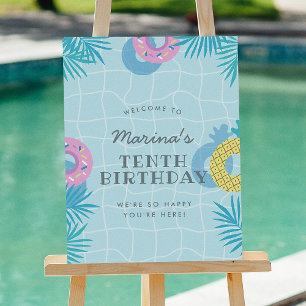 Modern Summer Pool Party Birthday  Poster