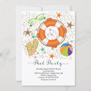 Modern Summer Pool Party Invitation