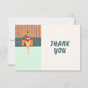 Modern Summer Pool Party Thank You Card