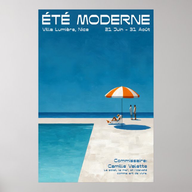Modern Summer Poolside Wall Art Print Bold French (Front)