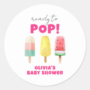 Modern Summer Popcicle Ice Cream Baby Shower Classic Round Sticker