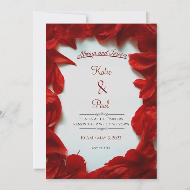 Modern Summer Red Roses Elegant Wedding Invitation (Front)