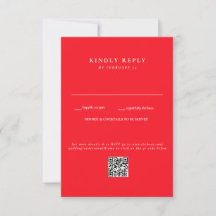  Modern Summer Red Wedding QR Code RSVP Card