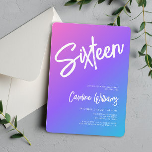 Modern Summer Sixteen Birthday Invitation