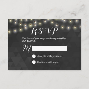 Modern Summer String Lights Wedding RSVP Card