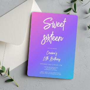 Modern Summer Sweet Sixteen Birthday Invitation