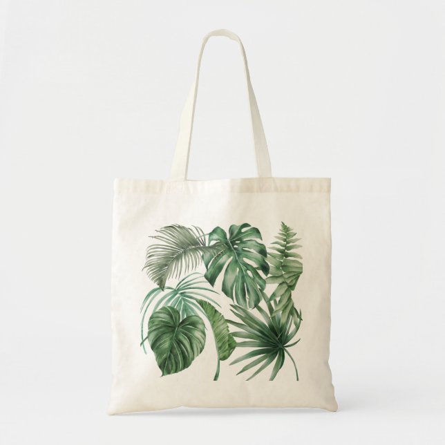 Modern Summer Tropical Leaves Monstera Beach  Tote Bag (Front)