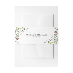 Modern Summer Wildflower Calligraphy Wedding Invitation Belly Band