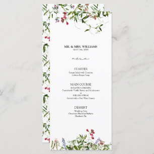 Modern Summer Wildflower Calligraphy Wedding Menu
