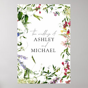 Modern Summer Wildflower Calligraphy Wedding Poster