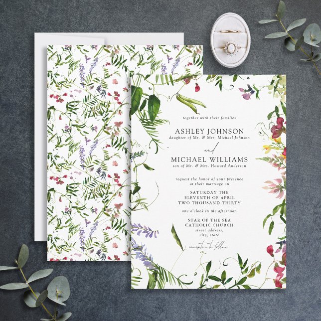 Modern Summer Wildflower Watercolor Wedding Invitation (Creator Uploaded)