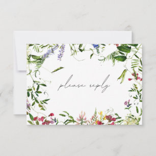 Modern Summer Wildflower Watercolor Wedding RSVP Card