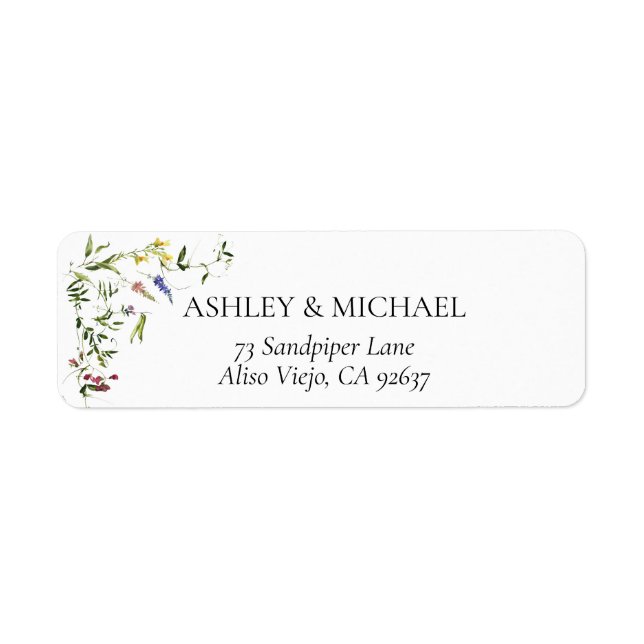 Modern Summer Wildflower Wedding Return Address La (Front)