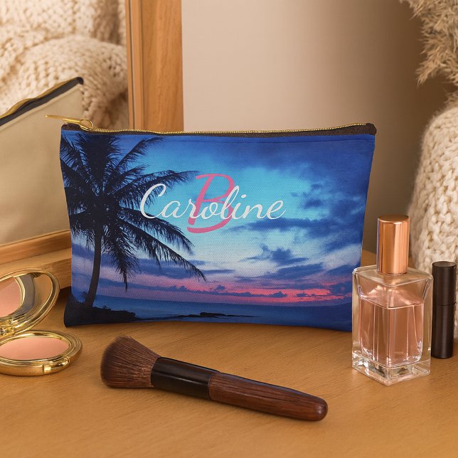 Modern Summery Tropical Island Beach Sunset Photo Accessory Pouch (Creator Uploaded)