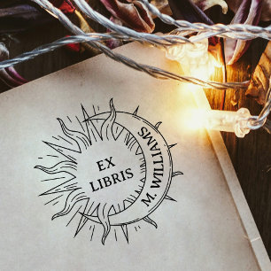 Modern Sun & Moon Personal Library Book Page Paper Self-inking Stamp