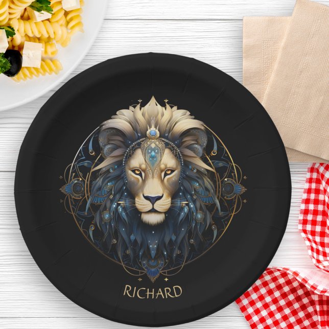 Modern Sun Sign Astrology Symbol Name Fantasy Leo Paper Plate (Creator Uploaded)