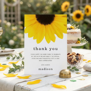 Modern Sunflower 18th Birthday Thank You Card
