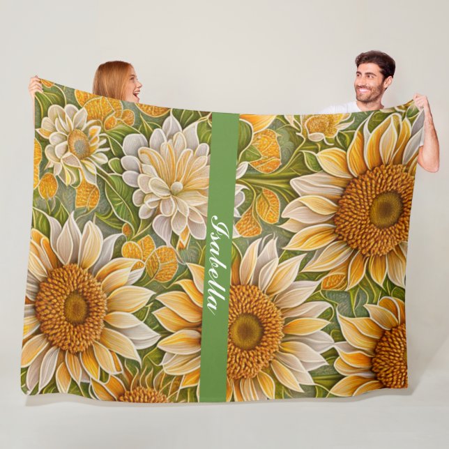 Modern Sunflower Beautiful Collection Fleece Blanket (In Situ)