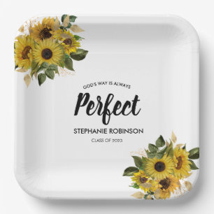 Modern Sunflower Bible Quote Paper Plate