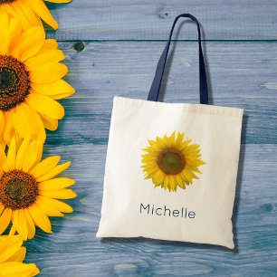 Modern Sunflower Bloom Yellow Floral  Tote Bag