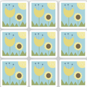 Modern Sunflower Botanical Floral Pattern Sticker