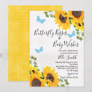 Modern Sunflower Butterfly Baby Shower Invitation