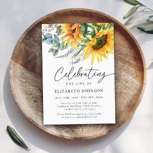 Modern Sunflower Celebration of Life Memorial Invitation
