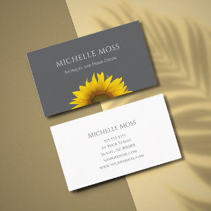Modern Sunflower Classic Gray Elegant  Business Card