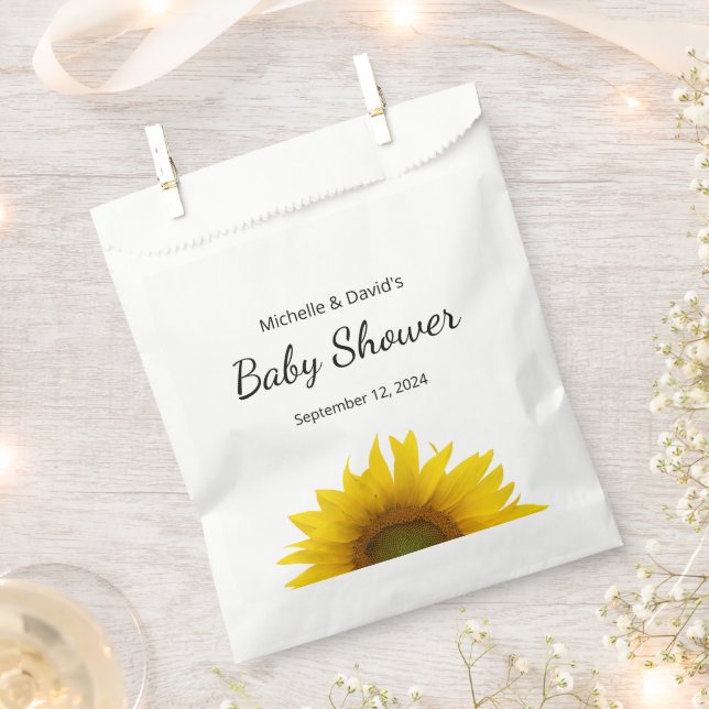 Modern Sunflower Country Floral Baby Shower Favour Bags (Clipped)
