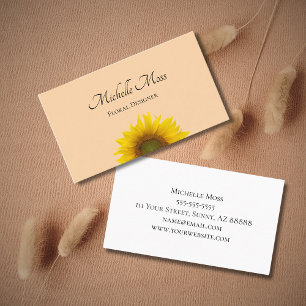 Modern Sunflower Elegant Boho Beige  Business Card