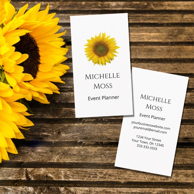 Modern Sunflower Elegant Event Planner  Business Card (Creator Uploaded)