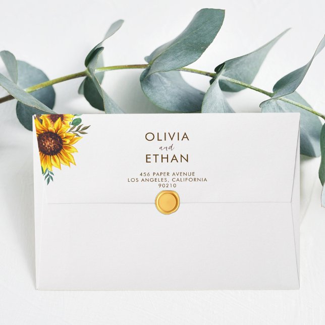 Modern Sunflower Floral Botanical Wedding Envelope (Creator Uploaded)