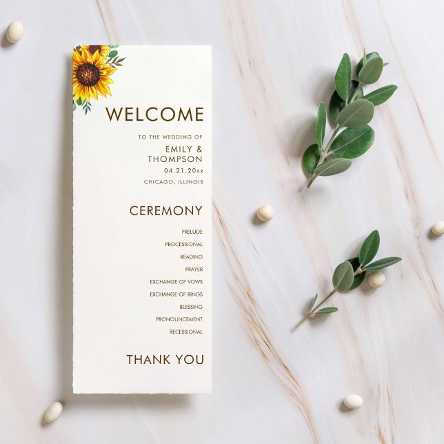 Modern Sunflower Floral Botanical Wedding Programme (Creator Uploaded)