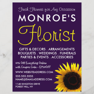 Modern Sunflower, Floristry Advertising Flyer