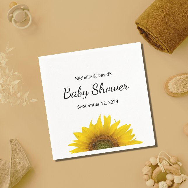 Modern Sunflower Gender Neutral Baby Shower Napkin (Creator Uploaded)