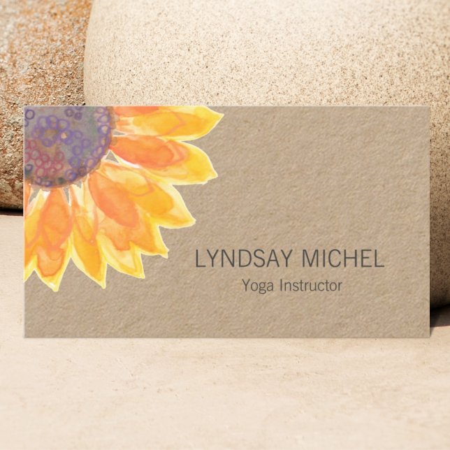 Modern Sunflower Kraft Card Yoga Instructor (Creator Uploaded)
