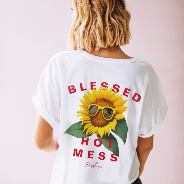 MODERN SUNFLOWER MOM SUMMER BLESSED HOT MESS T-Shirt (Creator Uploaded)