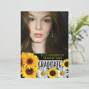 Modern Sunflower Photo  Graduation Invitation