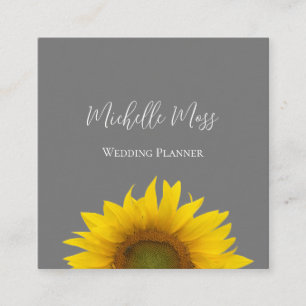 Modern Sunflower QR code Elegant Grey    Square Business Card