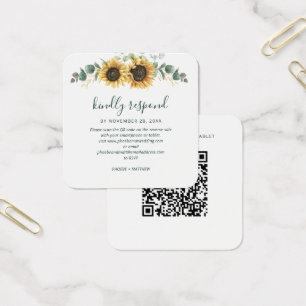 Modern Sunflower QR Code Watercolor Wedding RSVP