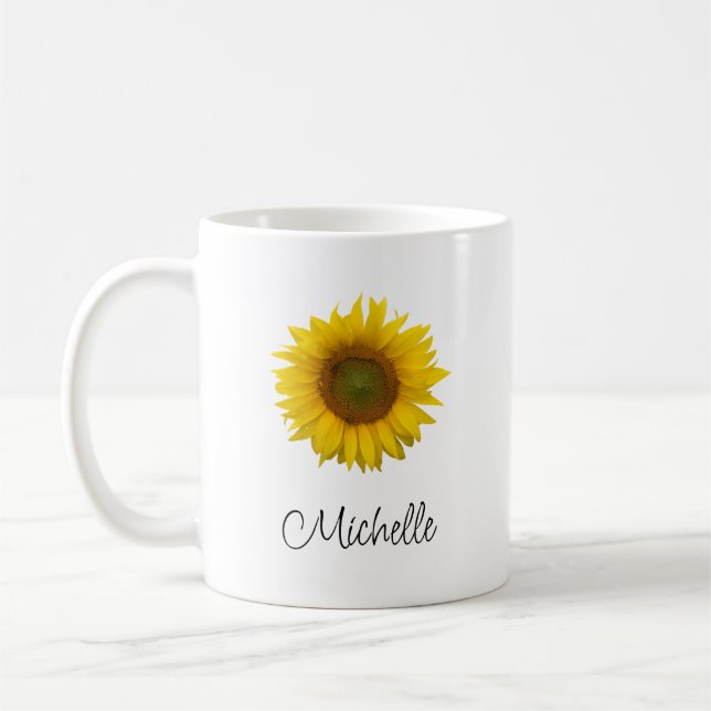 Modern Sunflower Rustic Floral   Coffee Mug (Left)