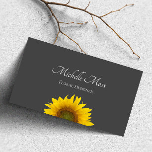 Modern Sunflower Rustic Grey Business Card