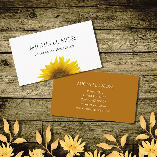 Modern Sunflower Rustic Home Decor Business Card (Creator Uploaded)