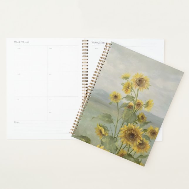 Modern sunflower Watercolor & personalise Image Planner (Display)
