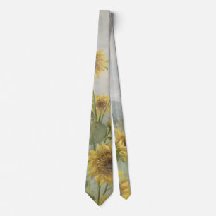 Modern sunflower Watercolor & personalise Image Tie