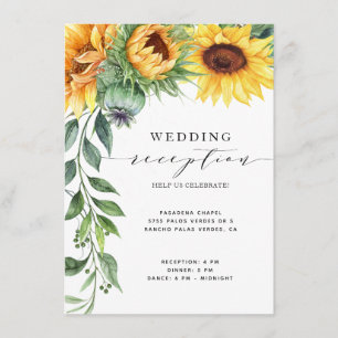 Modern Sunflower Watercolor Wedding Reception Enclosure Card